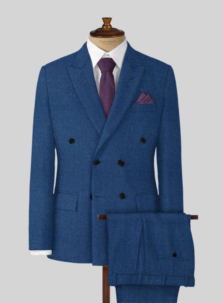Naples Cobalt Blue Tweed Suit - StudioSuits