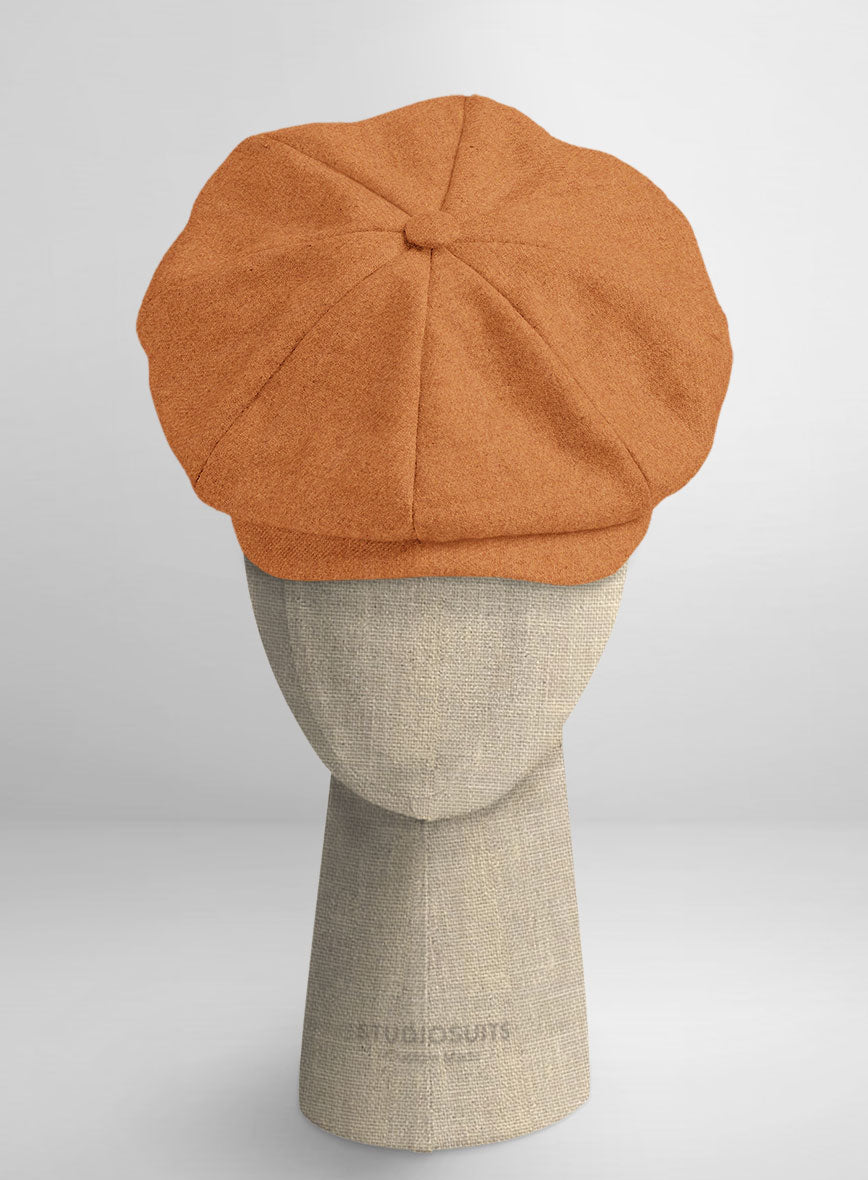 Naples Cocktail Orange Tweed Newsboy Cap - StudioSuits