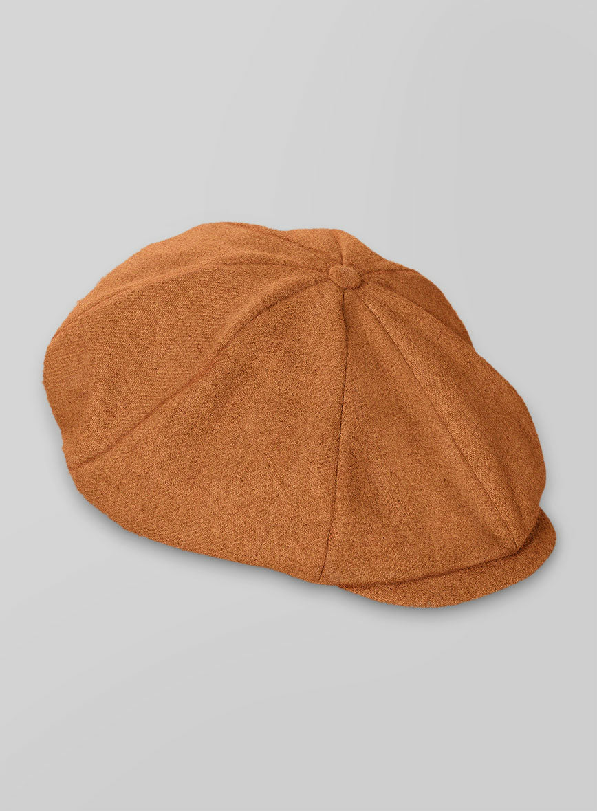 Naples Cocktail Orange Tweed Newsboy Cap - StudioSuits