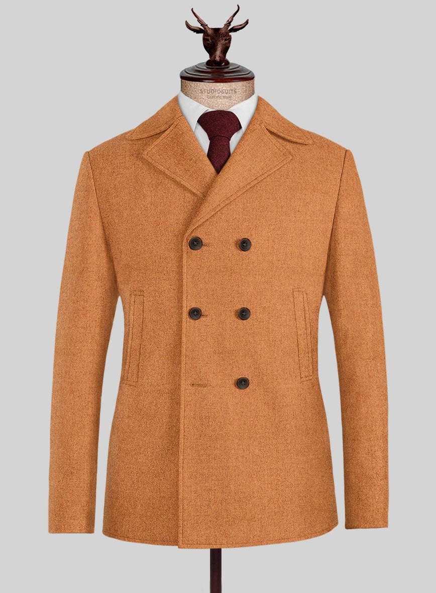 Naples Cocktail Orange Tweed Pea Coat - StudioSuits