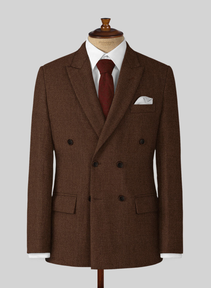 Naples Coffee Brown Tweed Jacket - StudioSuits