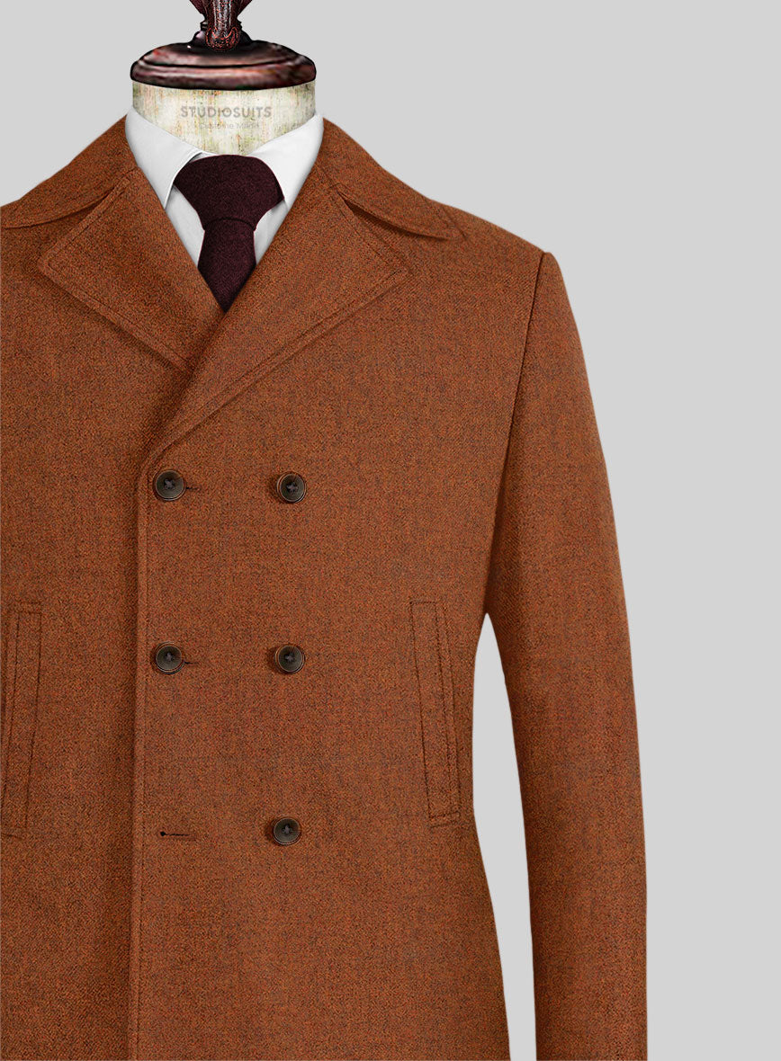 Naples Cosmic Tan Tweed Pea Coat - StudioSuits