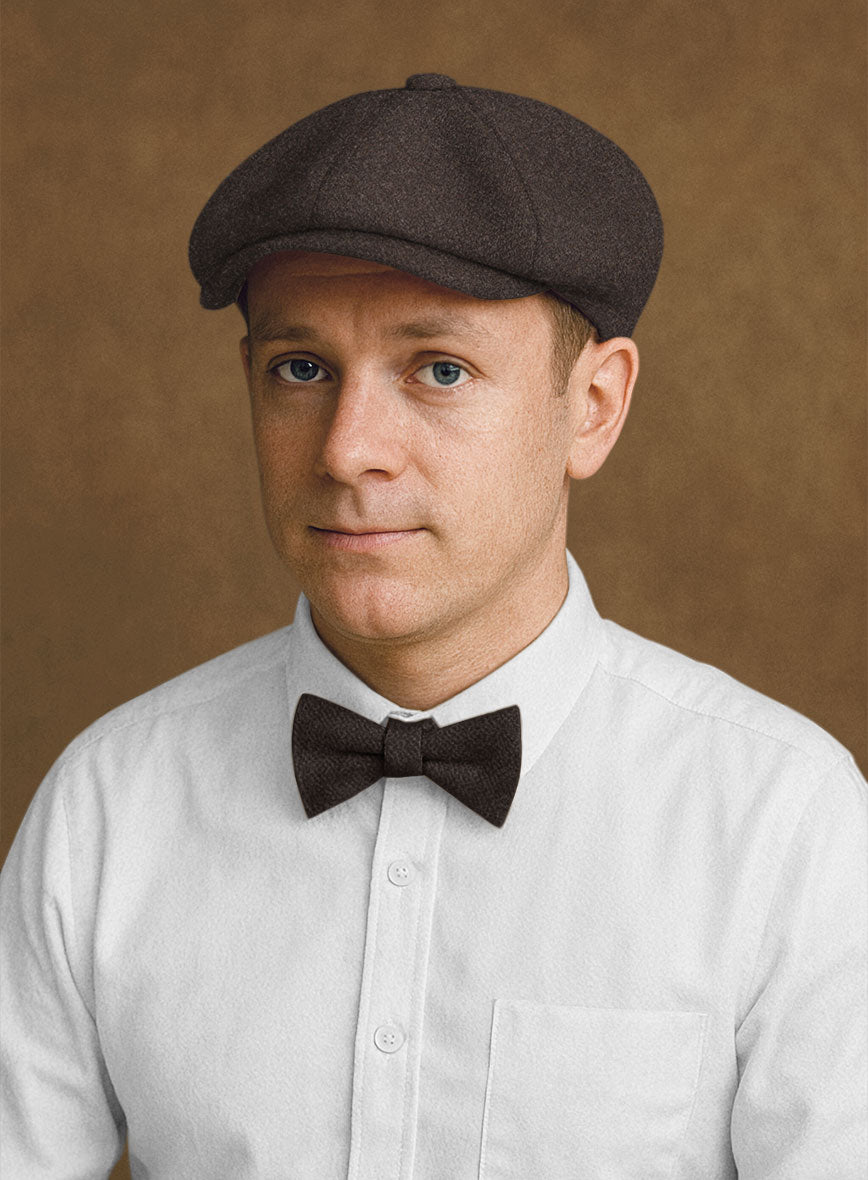 Naples Dark Brown Tweed Newsboy Cap - StudioSuits