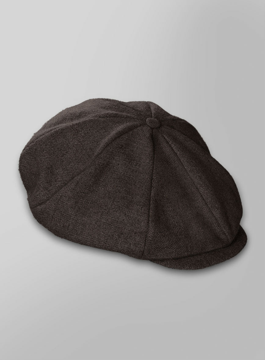 Naples Dark Brown Tweed Newsboy Cap - StudioSuits