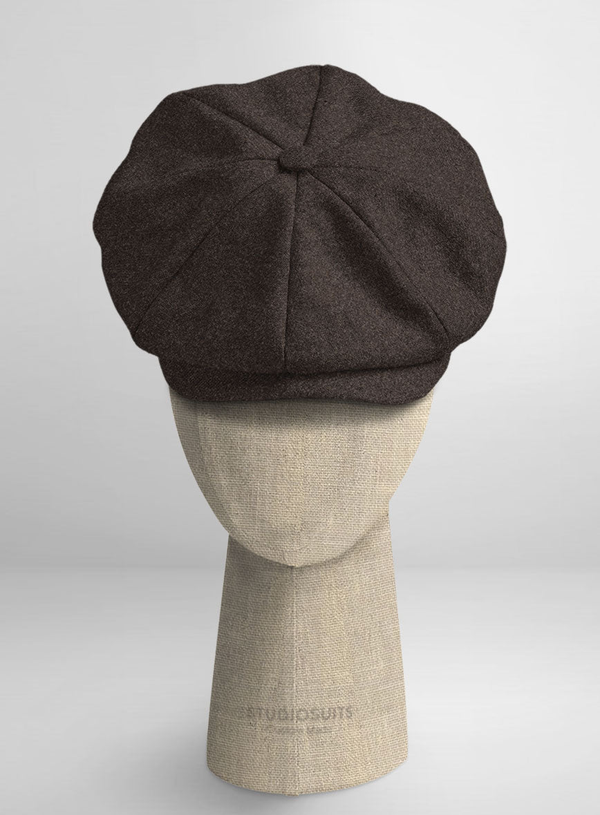 Naples Dark Brown Tweed Newsboy Cap - StudioSuits