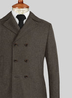 Naples Dark Brown Tweed Pea Coat - StudioSuits