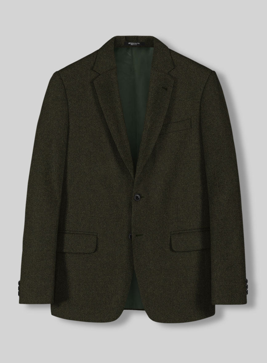 Naples Dark Green Tweed Jacket - StudioSuits