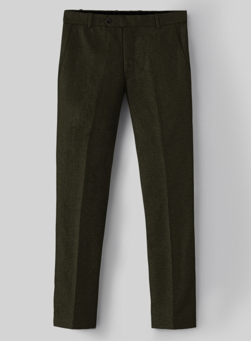 Naples Dark Green Tweed Pants - StudioSuits