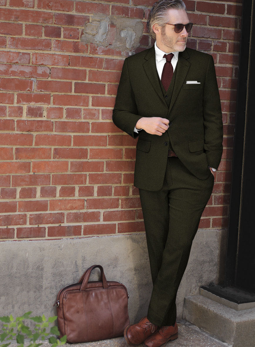 Naples Dark Green Tweed Suit - StudioSuits