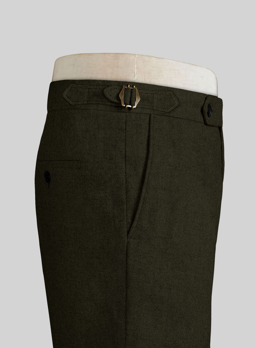 Naples Dark Green Highland Tweed Trousers - StudioSuits