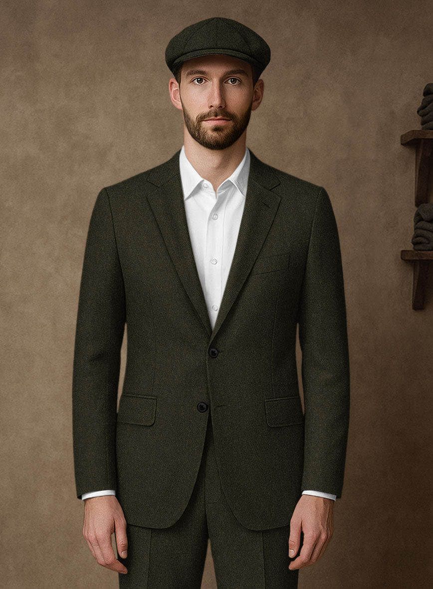 Men's Naples Dark Green Tweed Suit by StudioSuits