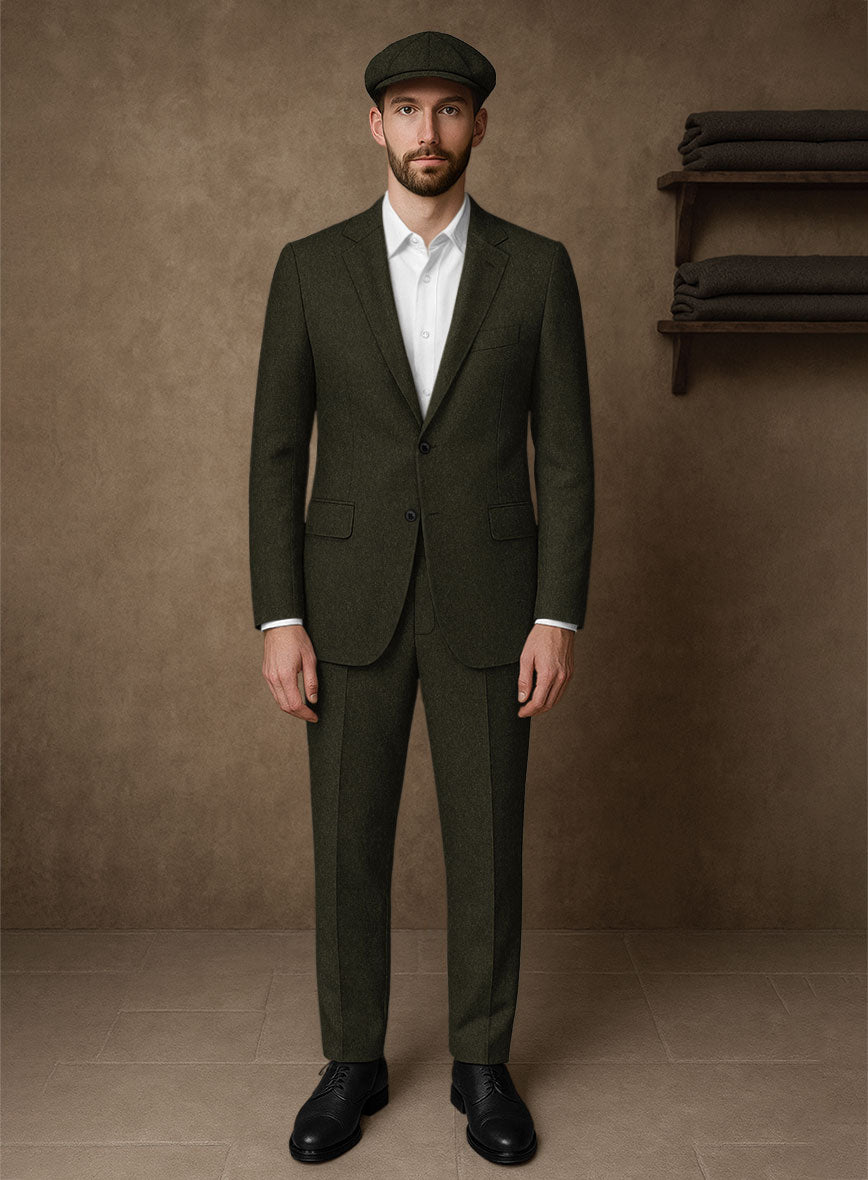 Naples Dark Green Tweed Suit - StudioSuits