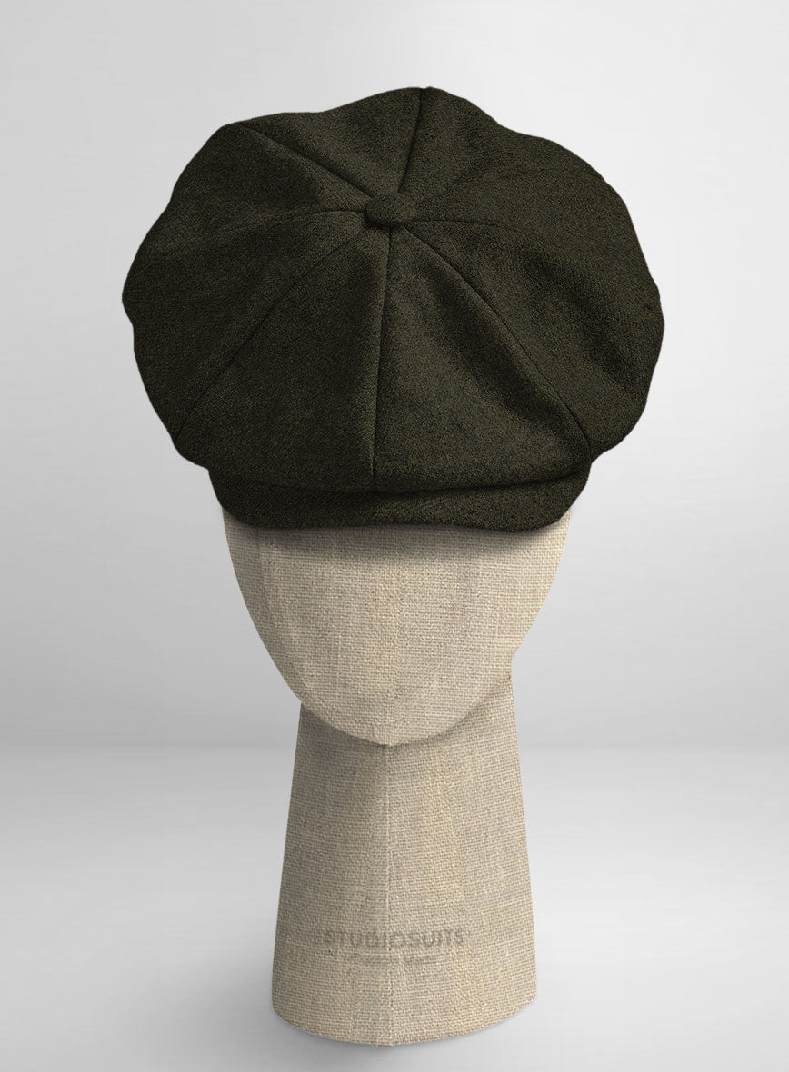 Naples Dark Green Tweed Newsboy Cap - StudioSuits
