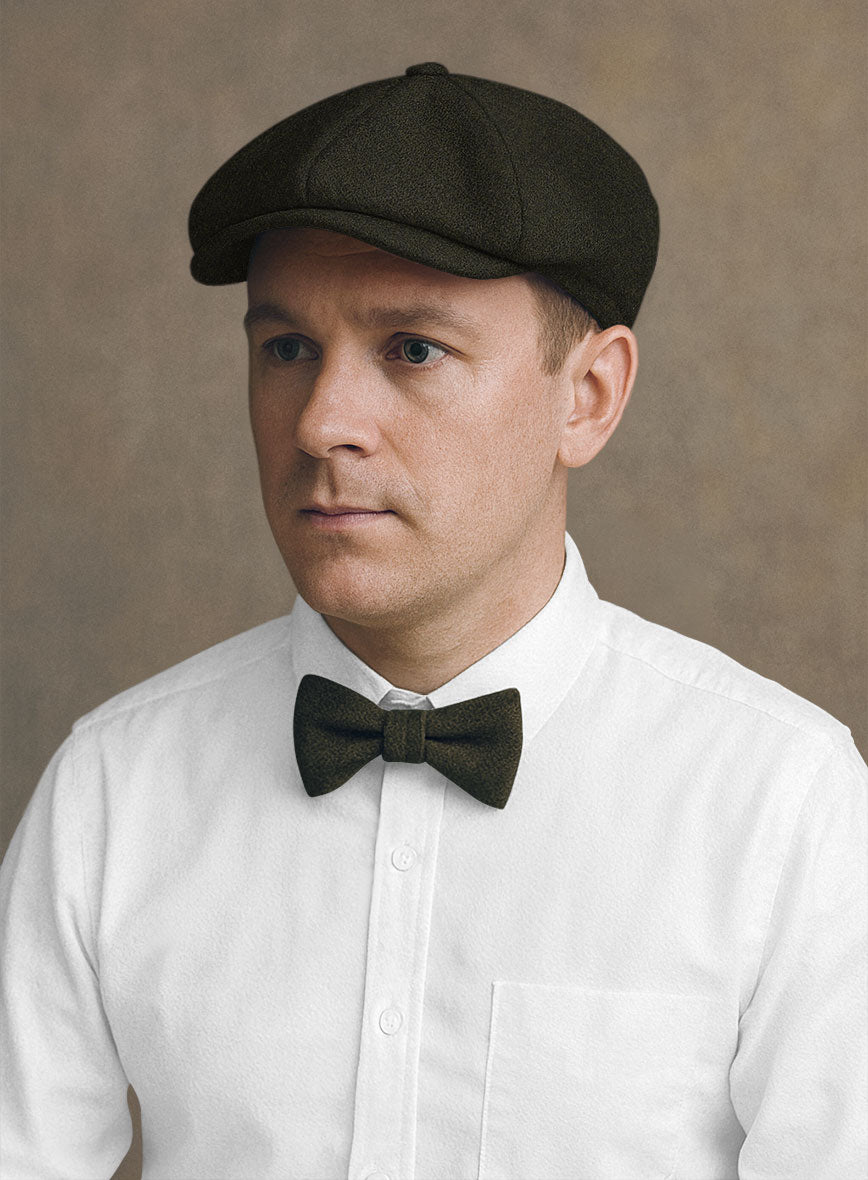 Naples Dark Green Tweed Newsboy Cap - StudioSuits