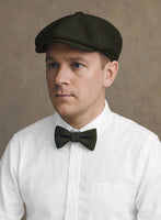 Naples Dark Green Tweed Newsboy Cap - StudioSuits
