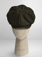 Naples Dark Green Tweed Newsboy Cap - StudioSuits