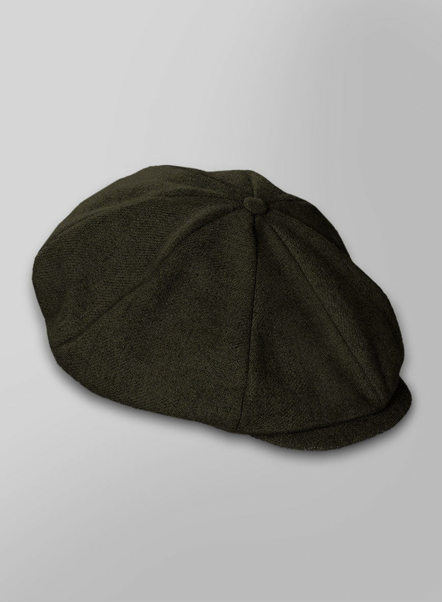 Naples Dark Green Tweed Newsboy Cap - StudioSuits