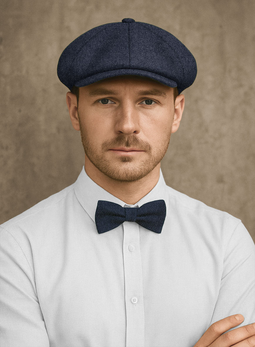 Naples Dark Indigo Tweed Newsboy Cap - StudioSuits