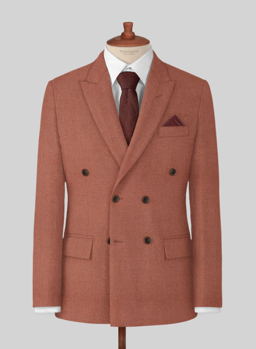 Naples Dark Salmon Pink Tweed Jacket - StudioSuits