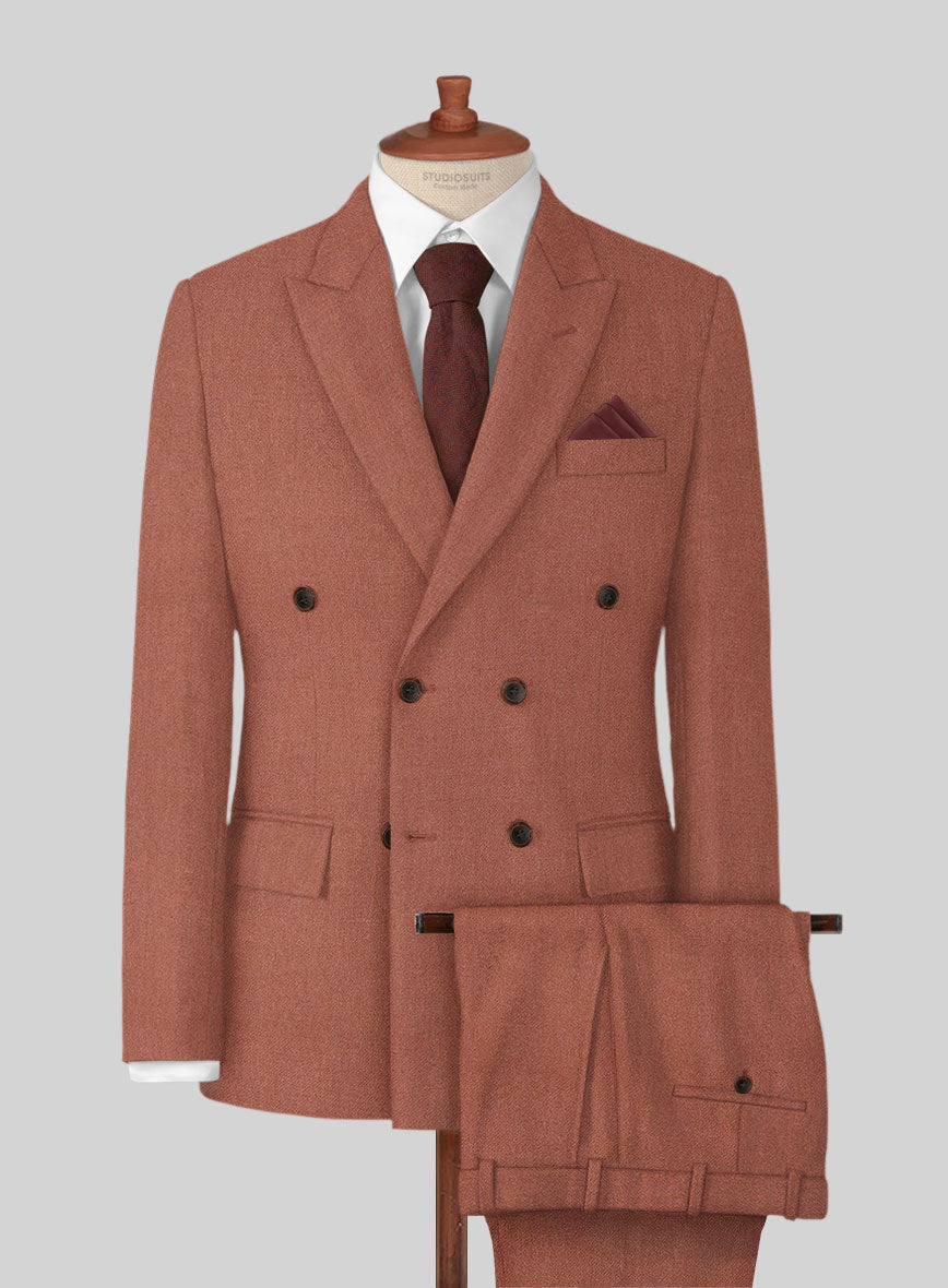 Naples Dark Salmon Pink Tweed Suit - StudioSuits
