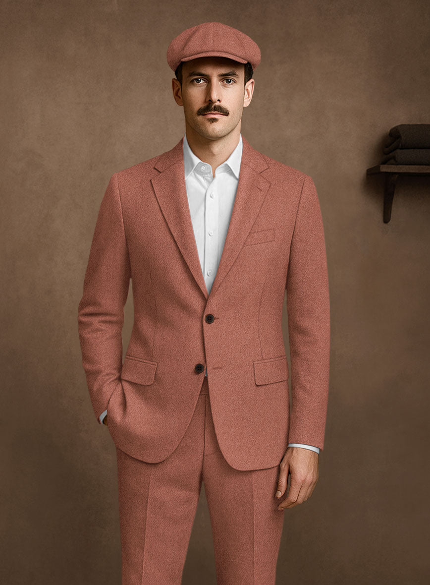 Naples Dark Salmon Pink Tweed Jacket - StudioSuits