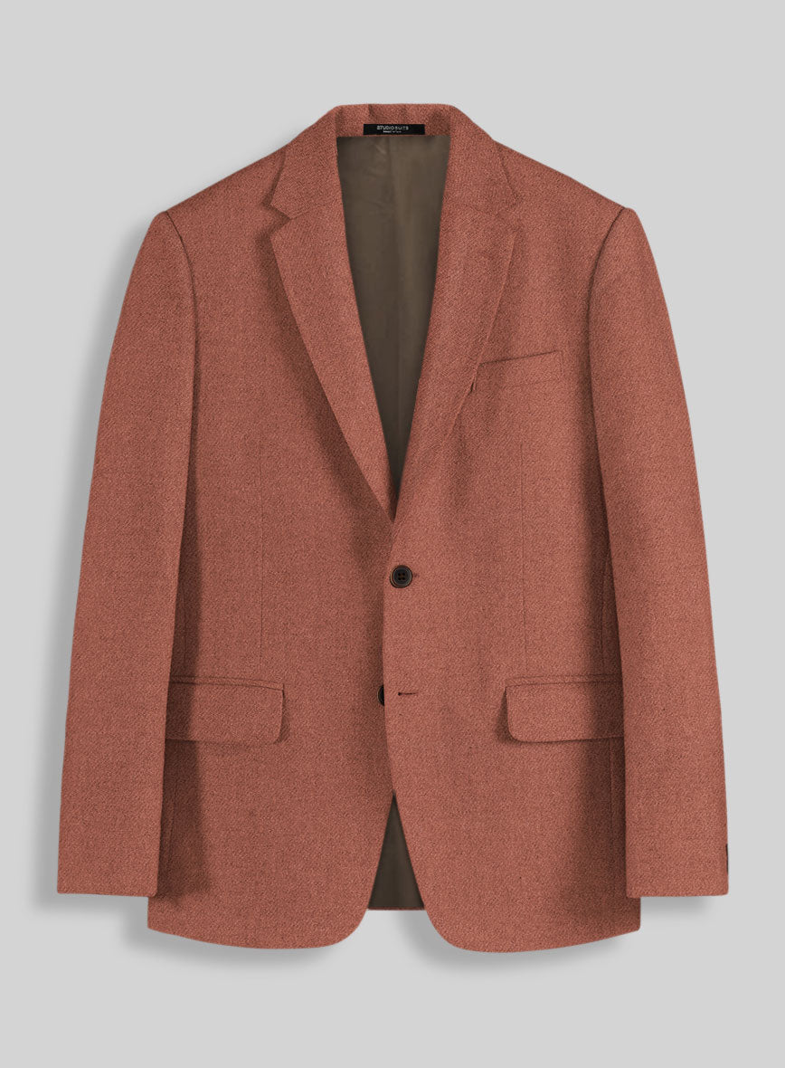 Naples Dark Salmon Pink Tweed Jacket - StudioSuits