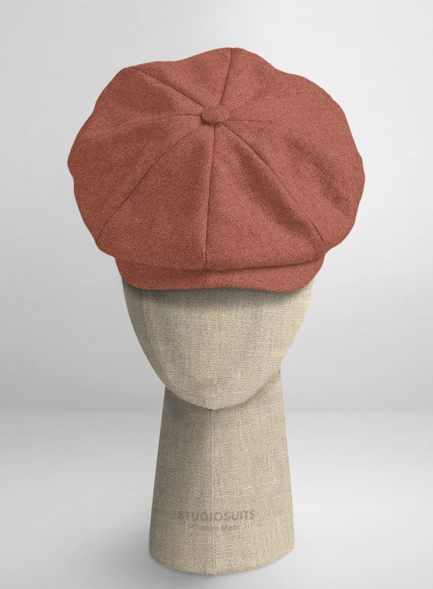 Naples Dark Salmon Pink Tweed Newsboy Cap - StudioSuits