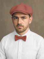 Naples Dark Salmon Pink Tweed Newsboy Cap - StudioSuits