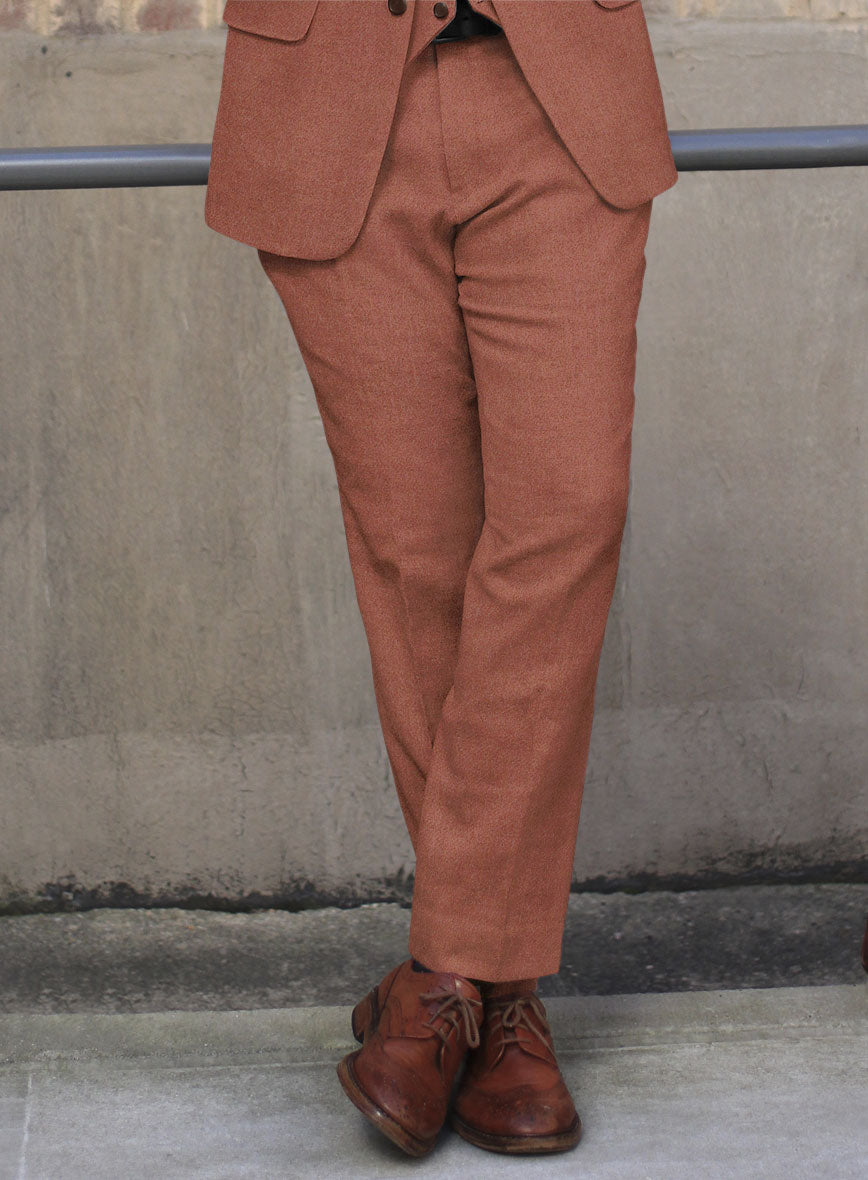 Naples Dark Salmon Pink Tweed Pants - StudioSuits