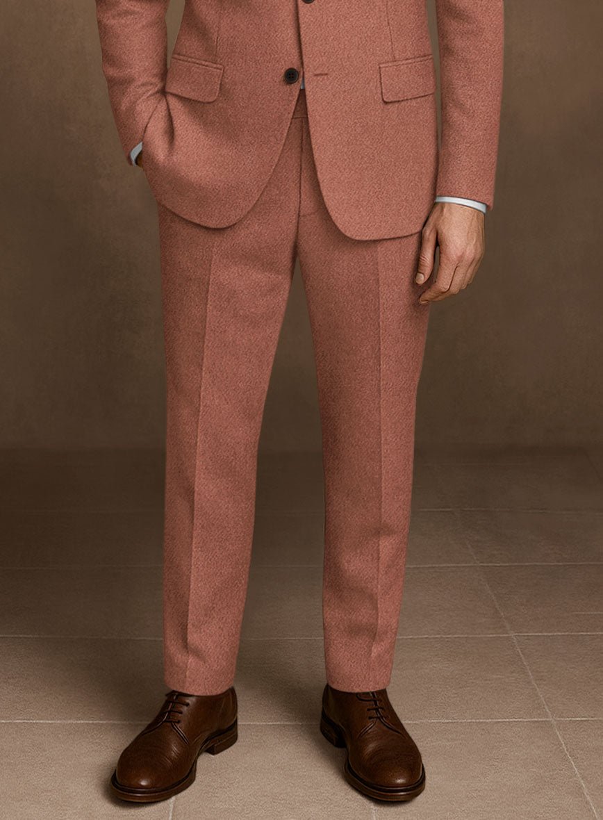 Naples Dark Salmon Pink Tweed Pants - StudioSuits