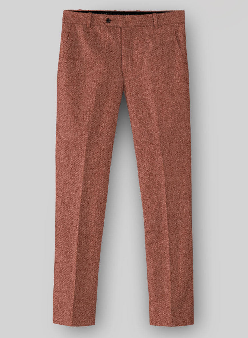 Naples Dark Salmon Pink Tweed Pants - StudioSuits