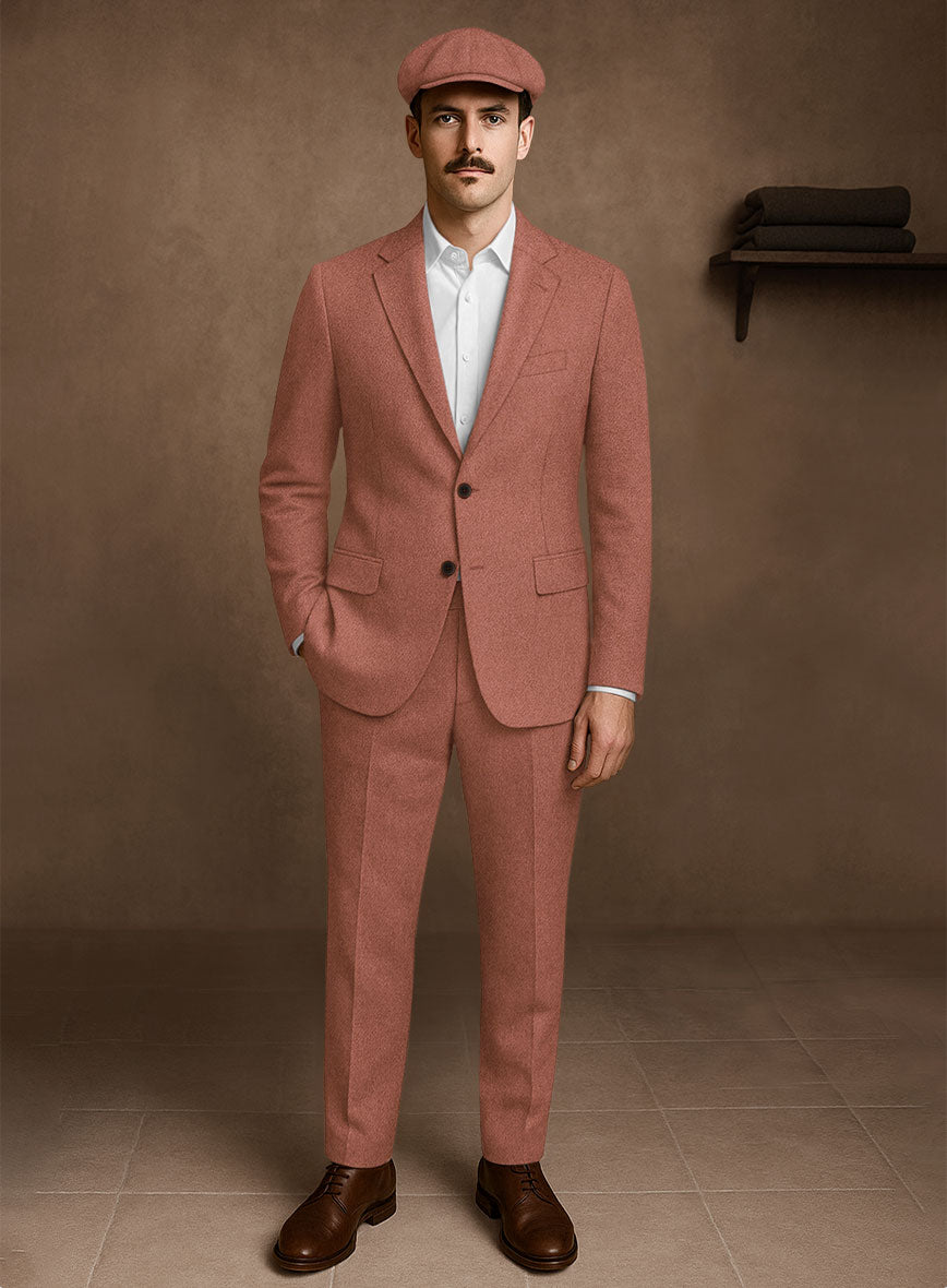 Naples Dark Salmon Pink Tweed Suit - StudioSuits