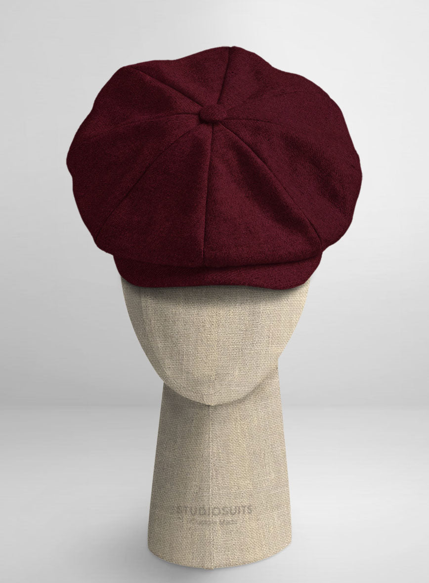 Naples Dark Scarlet Tweed Newsboy Cap - StudioSuits