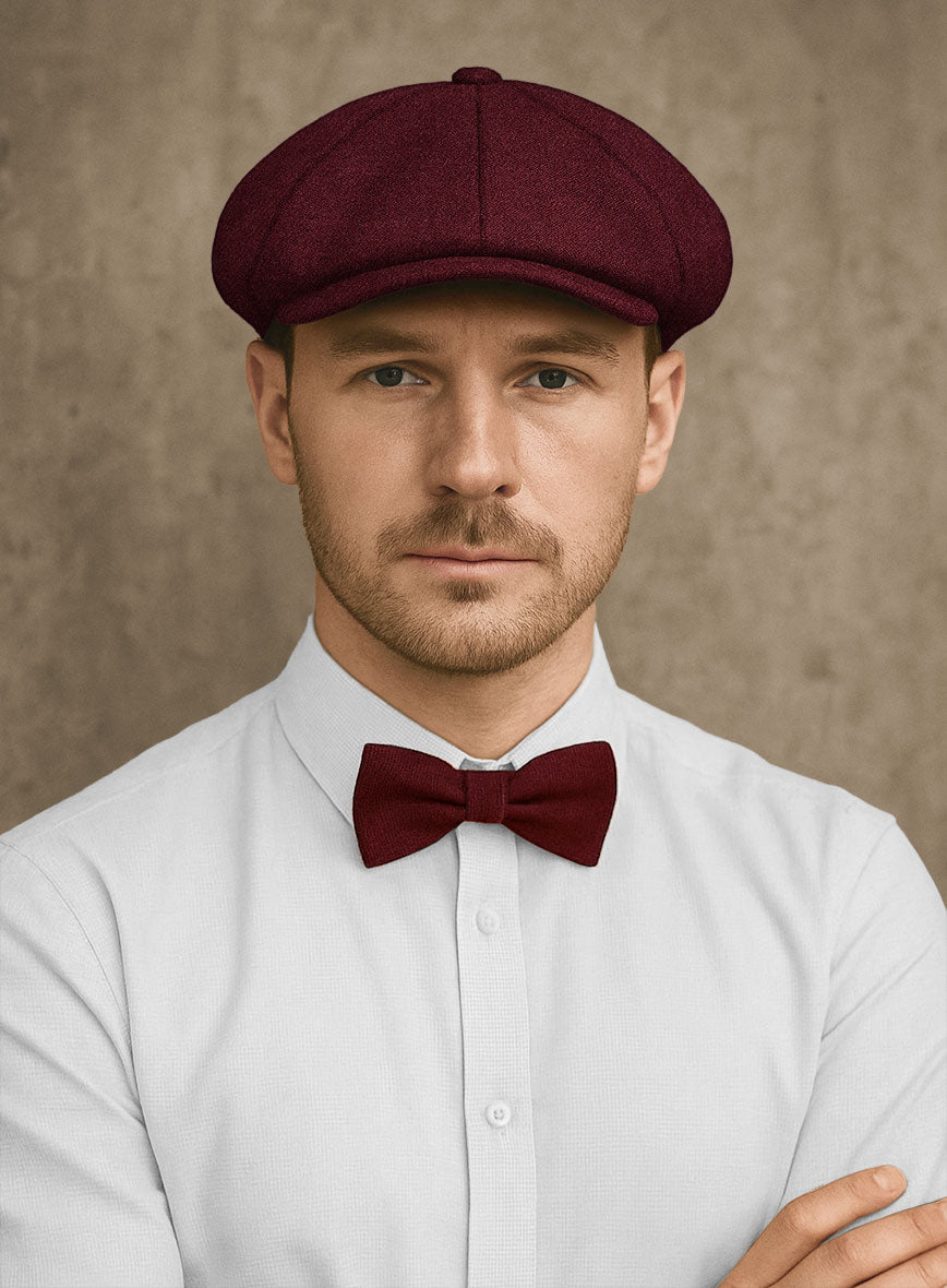 Naples Dark Scarlet Tweed Newsboy Cap - StudioSuits
