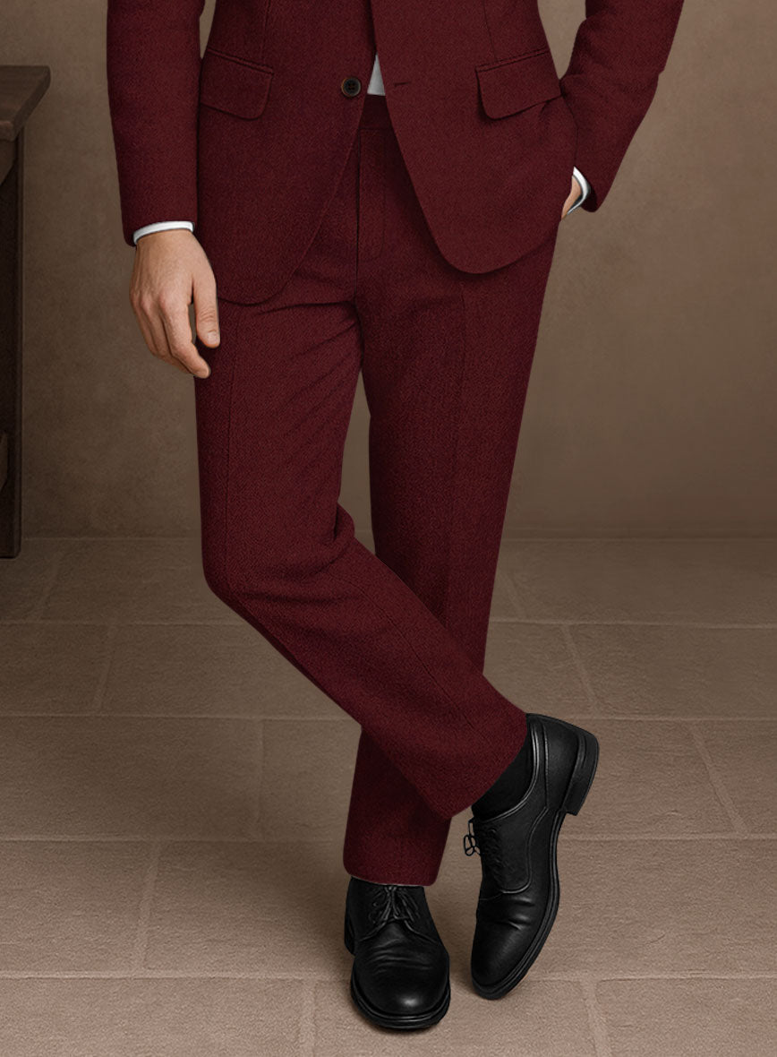 Naples Dark Scarlet Tweed Pants - StudioSuits