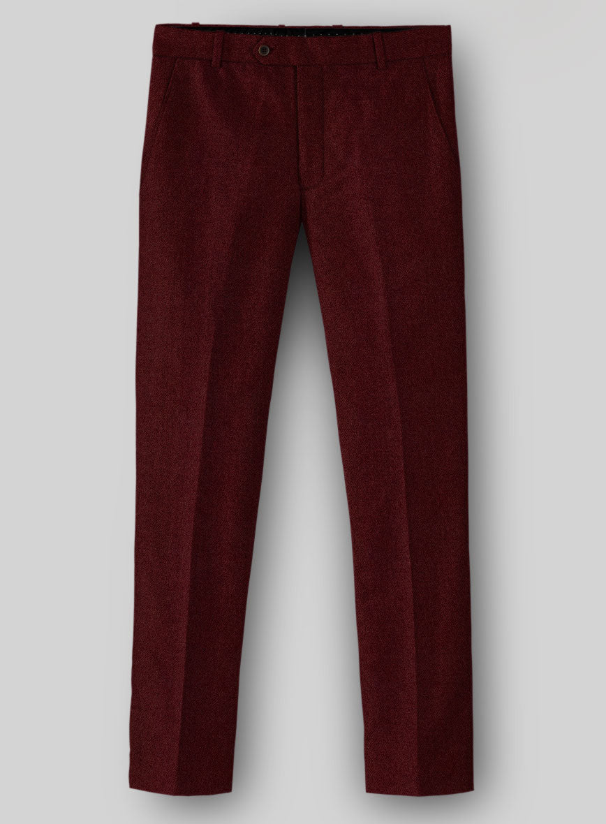 Naples Dark Scarlet Tweed Pants - StudioSuits