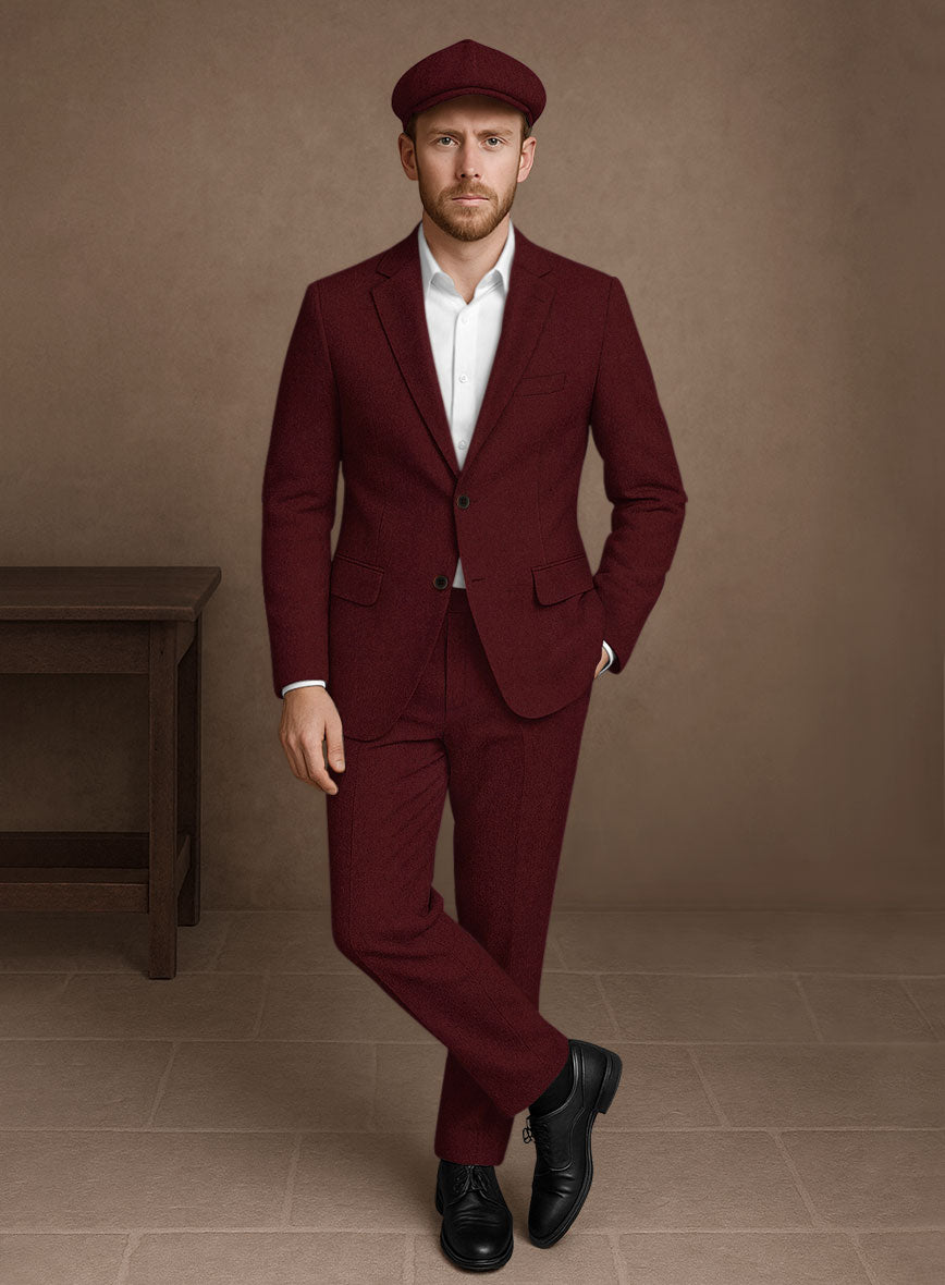 Naples Dark Scarlet Tweed Suit - StudioSuits