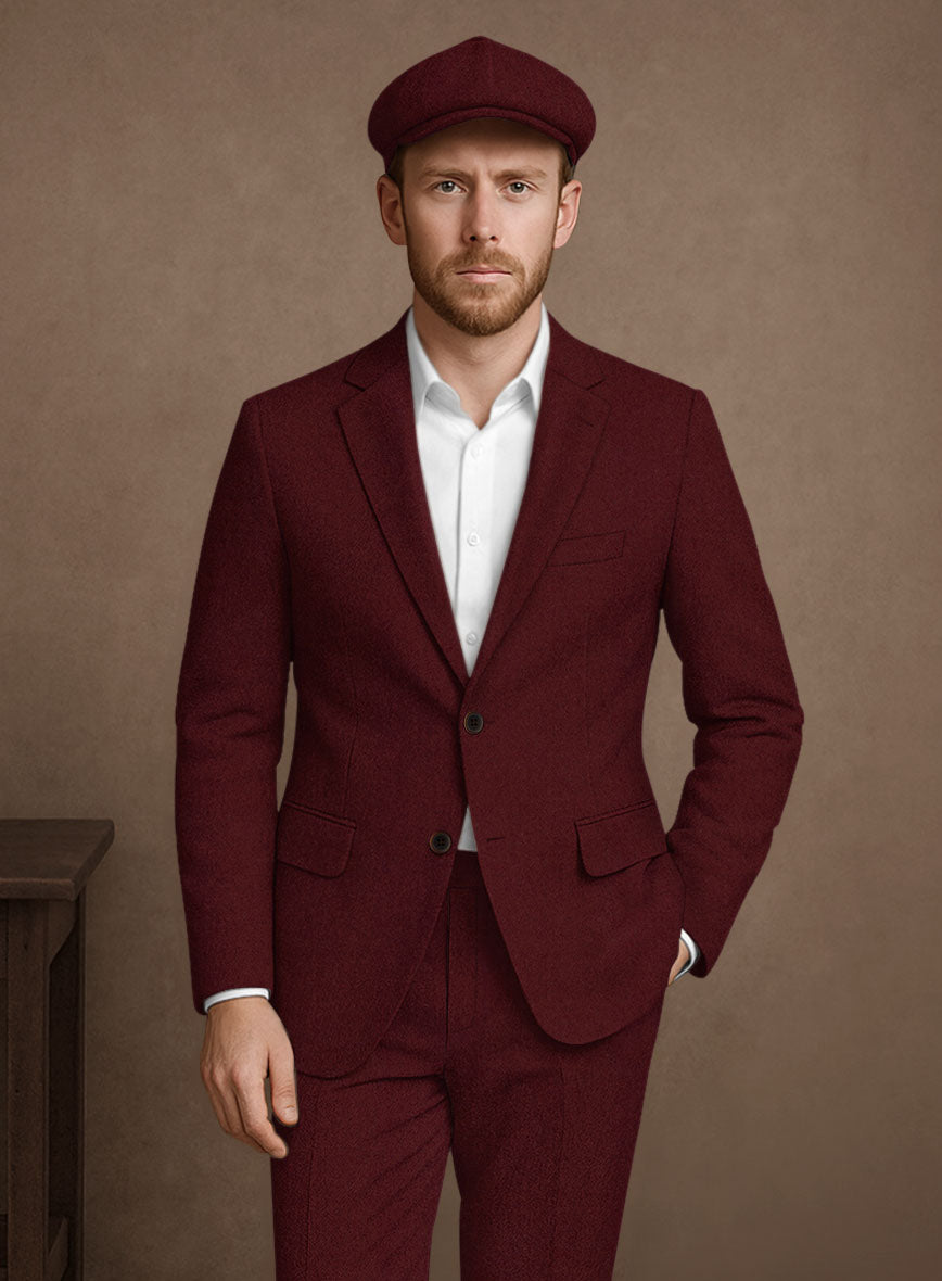 Naples Dark Scarlet Tweed Suit - StudioSuits