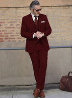 Naples Dark Scarlet Tweed Suit - StudioSuits