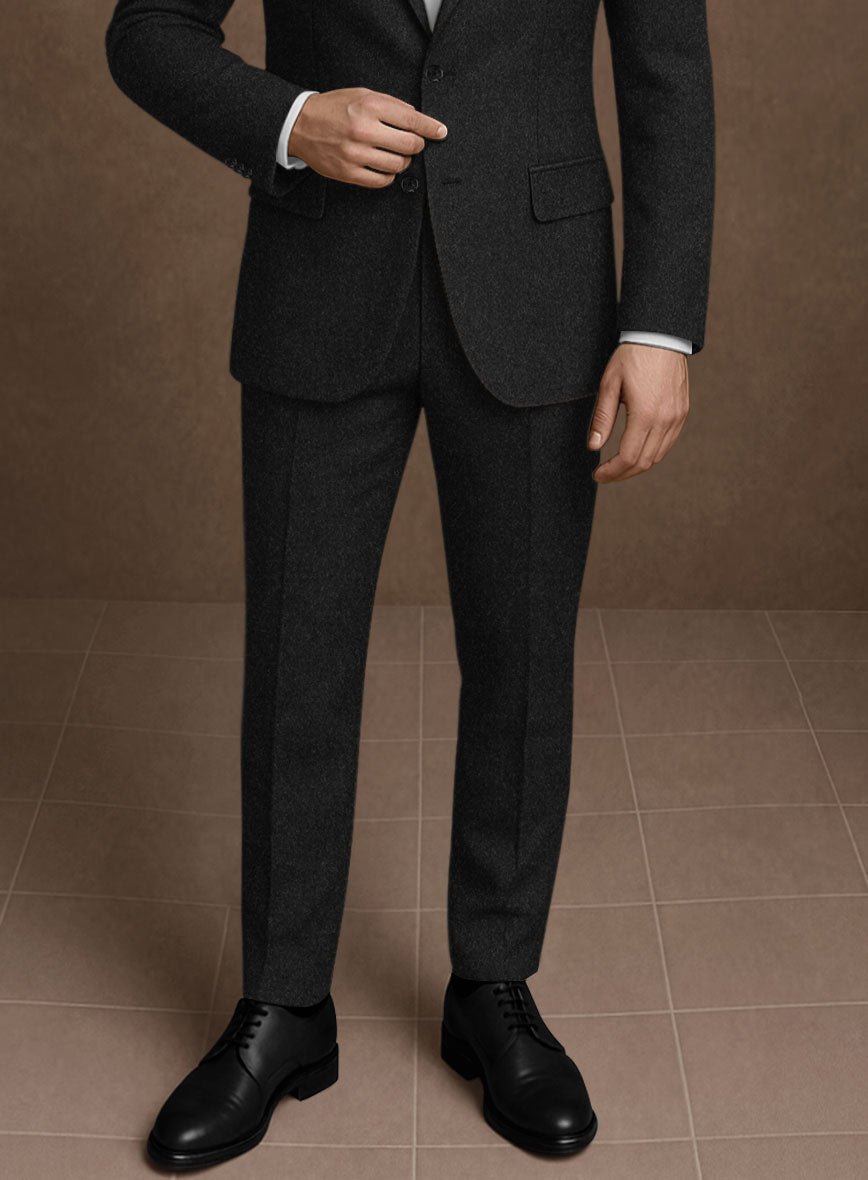 Naples Dark Charcoal Tweed Pants - StudioSuits