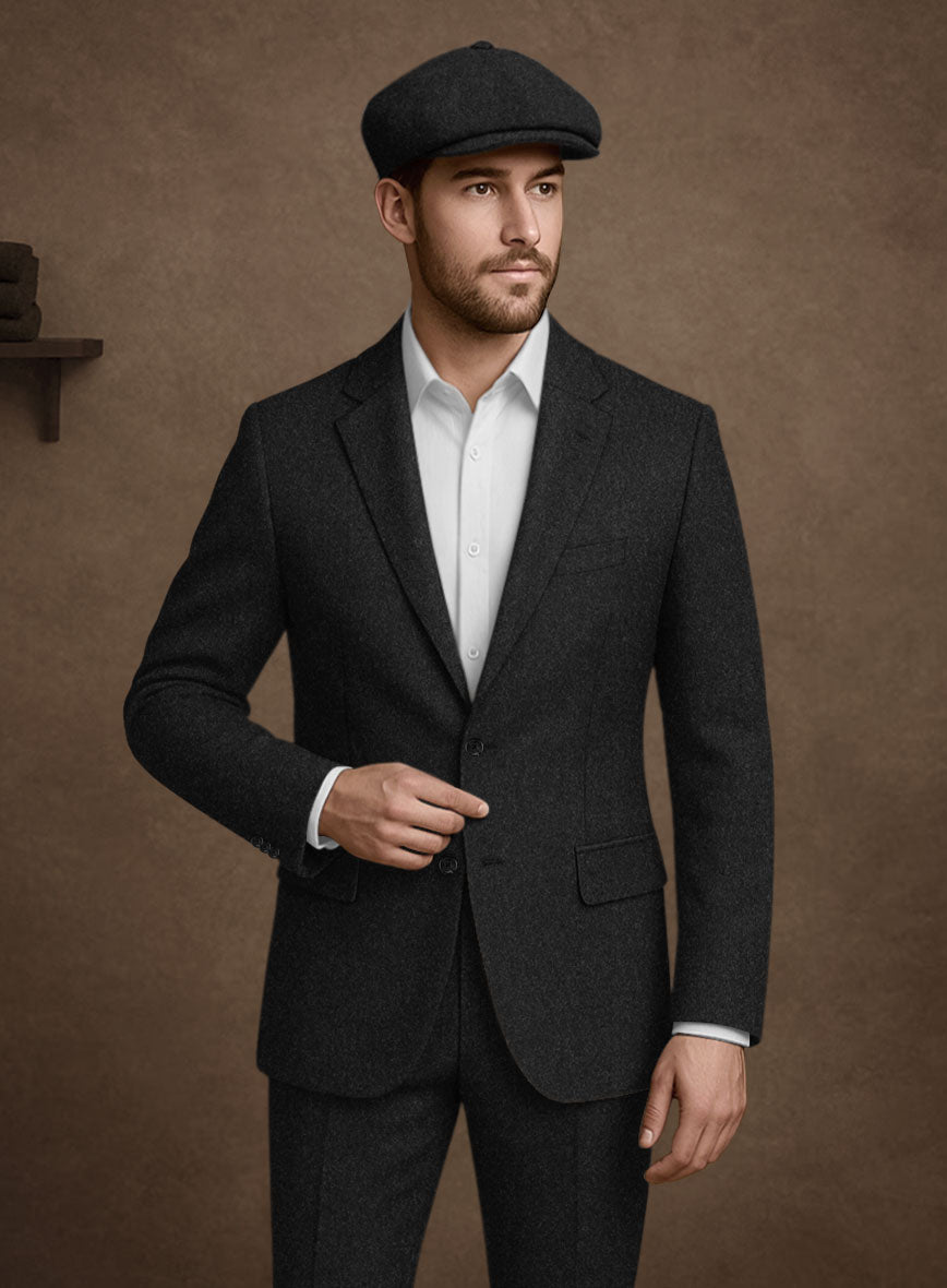 Naples Dark Charcoal Tweed Suit - StudioSuits