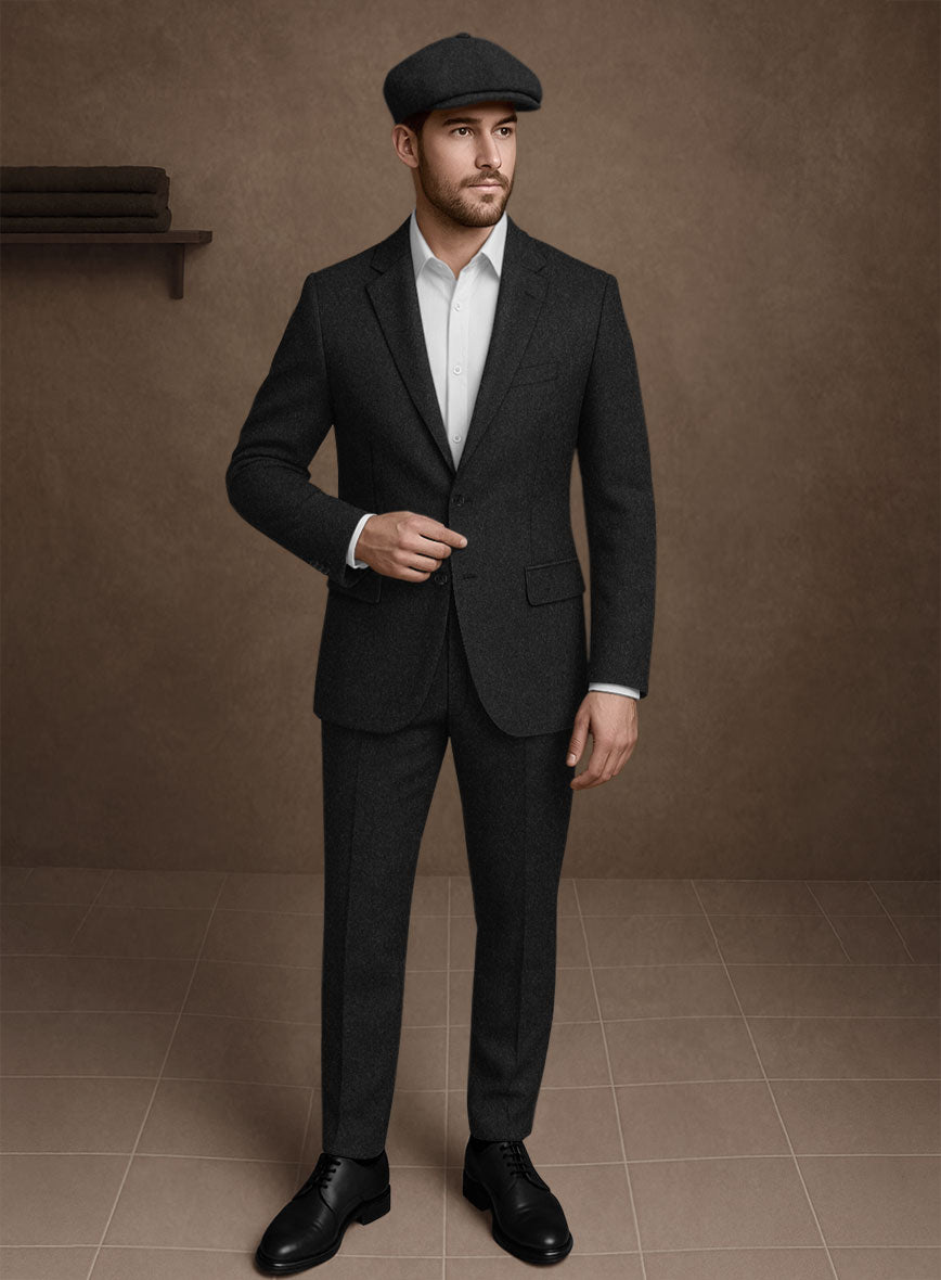 Naples Dark Charcoal Tweed Suit - StudioSuits