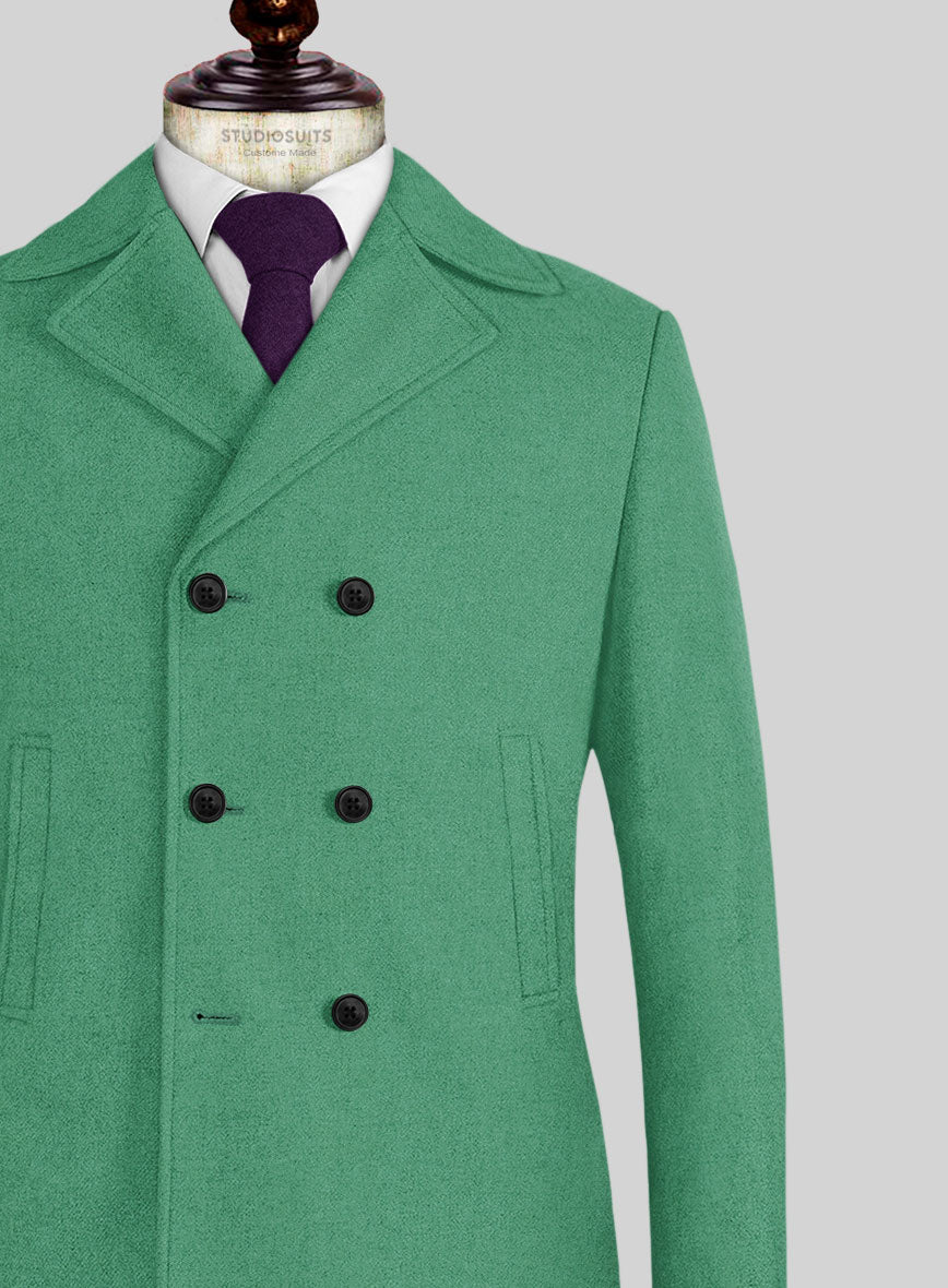 Naples Derby Green Tweed Pea Coat - StudioSuits
