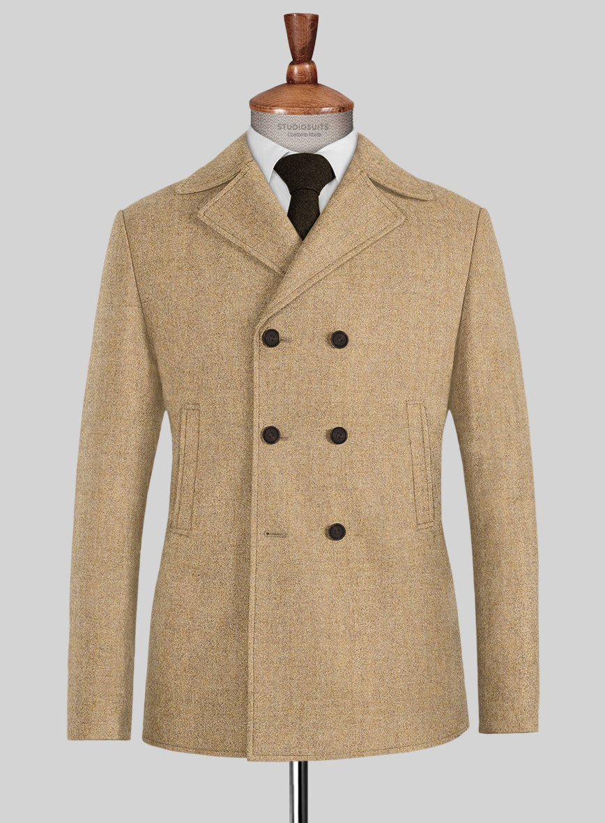 Naples Desert Haze Tweed Pea Coat - StudioSuits