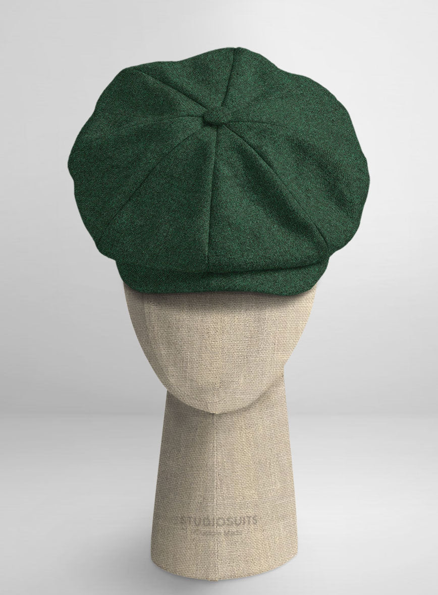 Naples Emerald Green Tweed Newsboy Cap - StudioSuits