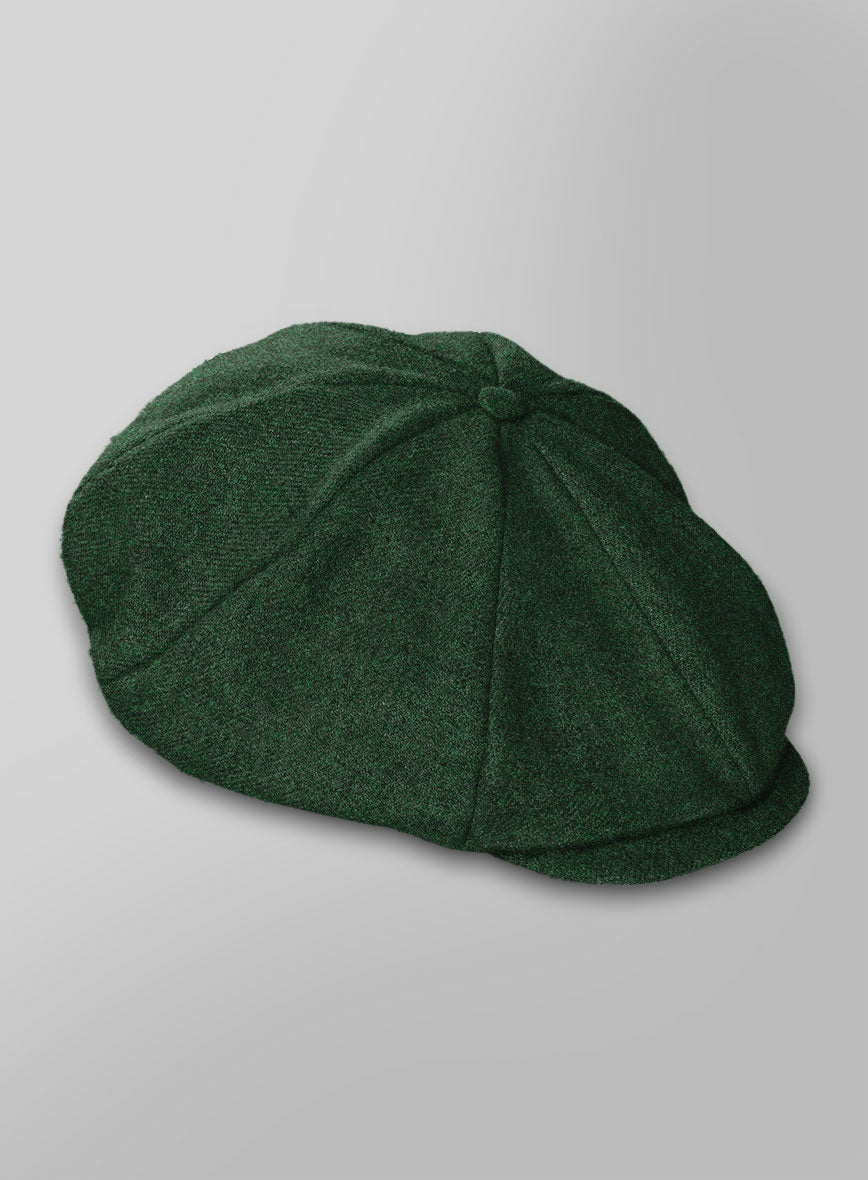 Naples Emerald Green Tweed Newsboy Cap - StudioSuits