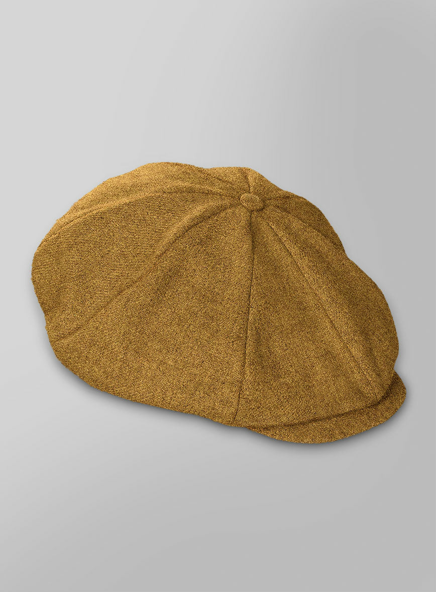 Naples English Mustard Tweed Newsboy Cap - StudioSuits