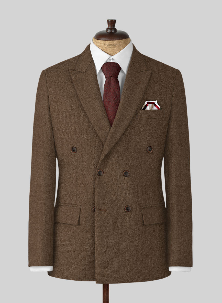 n*o様 Euro Vintage Tweed Coat Double Brea Naples Espresso Brown Tweed Double Breasted Suit – StudioSuits