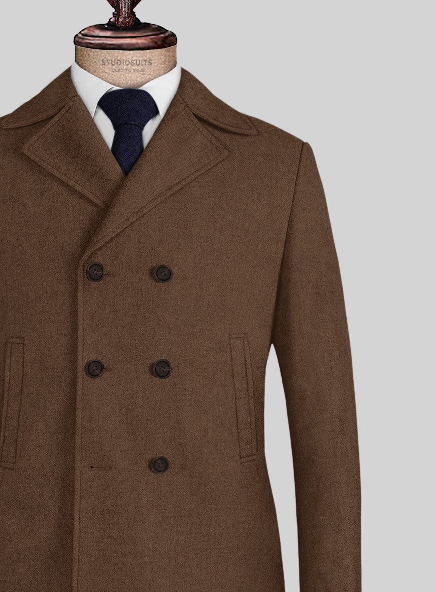 Naples Espresso Brown Tweed Pea Coat - StudioSuits