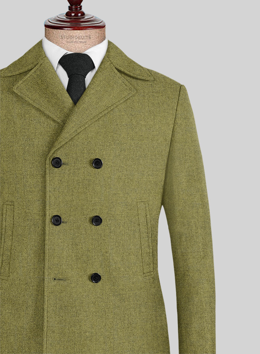 Naples Festa Green Tweed Pea Coat - StudioSuits